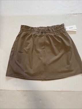 SPANX Olive Brown Elastic-Waist Mini Skirt